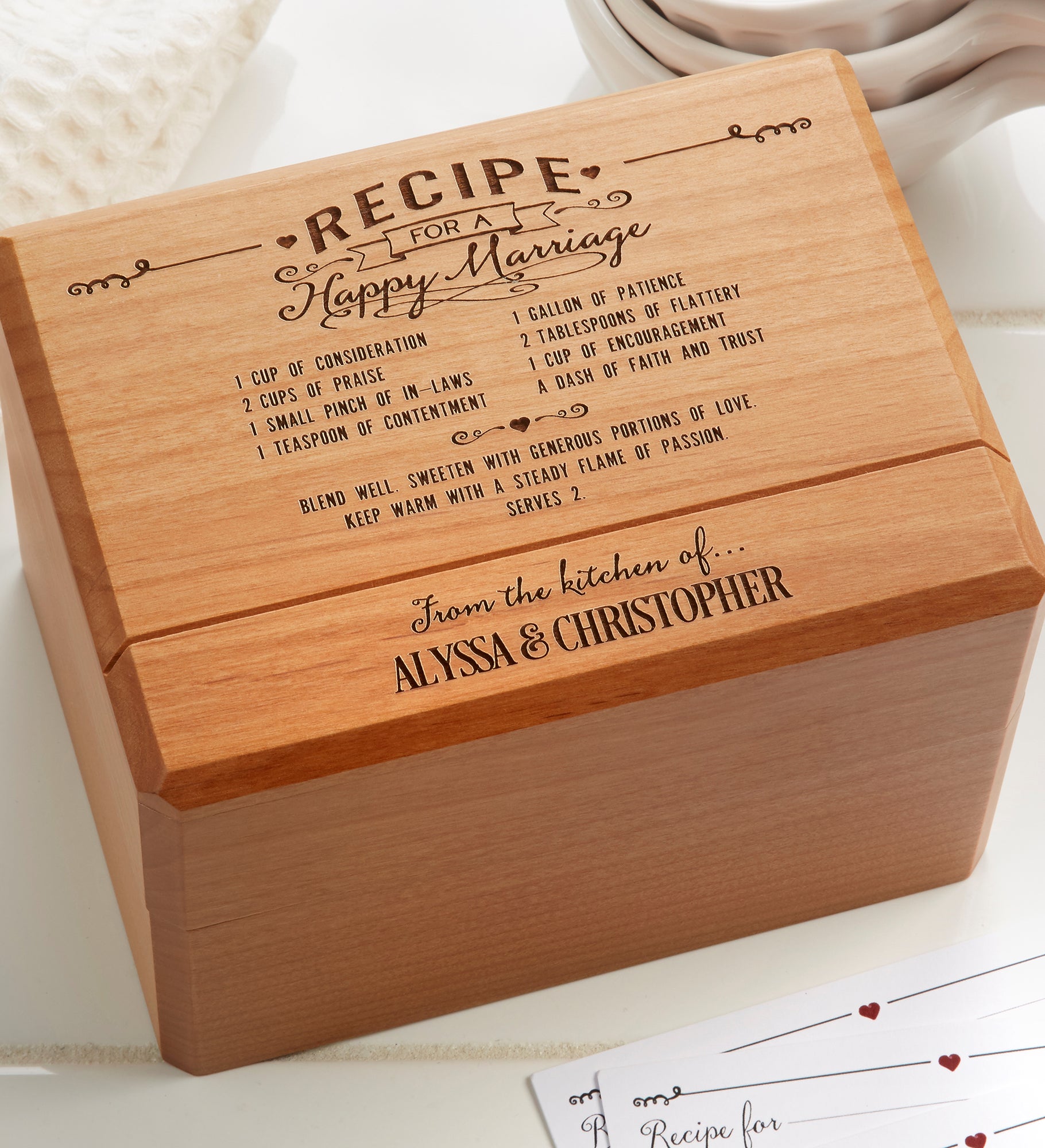 Recipe For A Happy Marriage Personalized Recipe Box